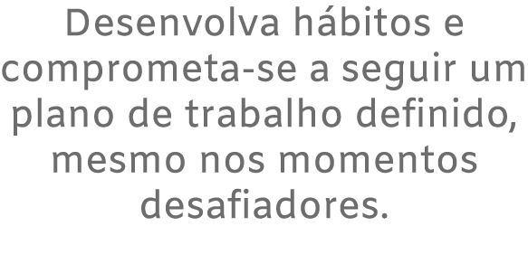 Desenvolva h bitos e comprometa se a seguir um plano de trabalho definido, mesmo nos momentos desafiadores. 